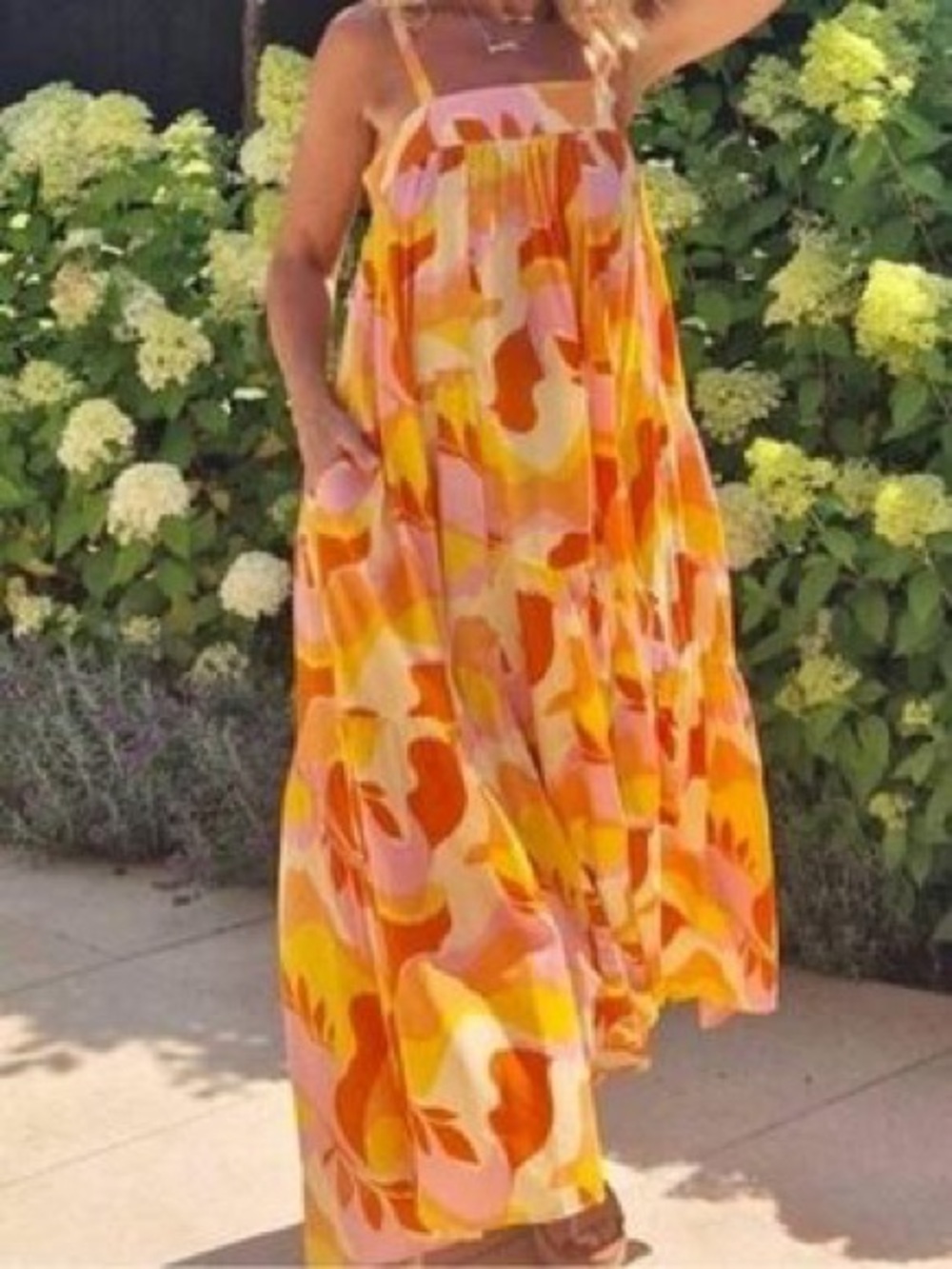 Abel The Label Women's Pink & Orange Printed Dress